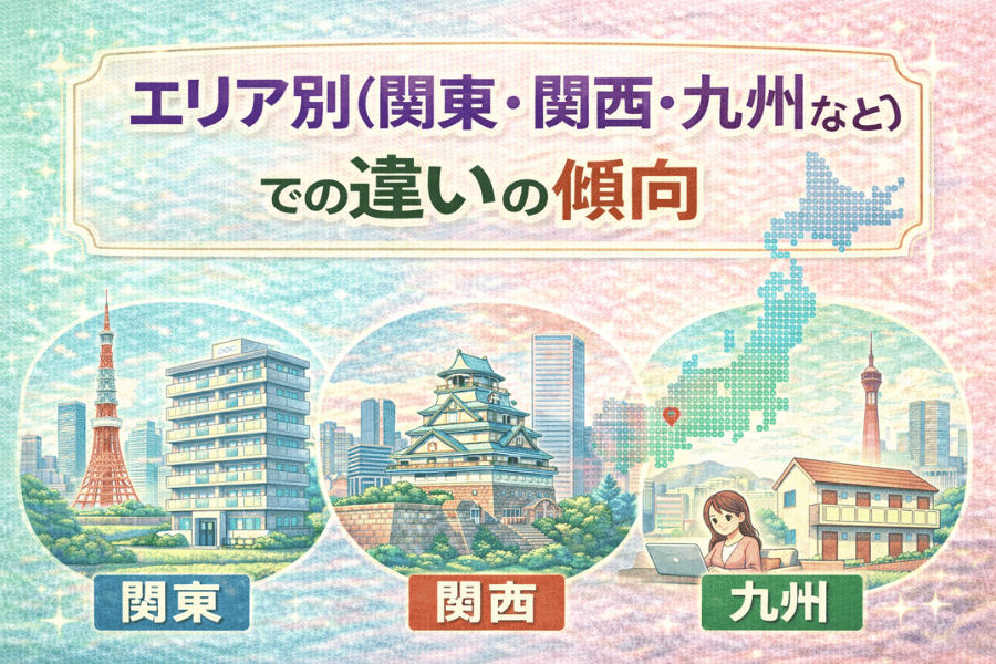 関東・関西・九州などエリアごとに異なるアパートとマンションの供給傾向や特徴を比較し、地域に合った住まい選びを紹介する画像
